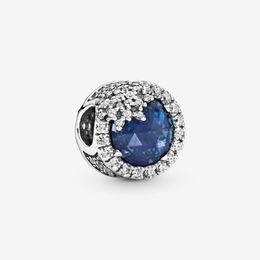 100% 925 argent sterling bleu éblouissant flocon de neige charme ajustement original européen bracelet à breloques mode bijoux de mariage accessoires305W