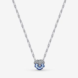 100% 925 sterling zilver blauw viooltje bloem hanger ketting mode bruiloft egagement sieraden maken voor vrouwen geschenken