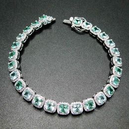 100% 925 sterling zilveren armband tanzanite groene spinel 5mm steen vrouwen armband voor geschenk 210524