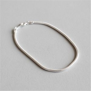 100% 925 Sterling Silver Bracelets &Bangle 2mm Snake Chain Bracelet For Women pulseira feminina 16cm Chain