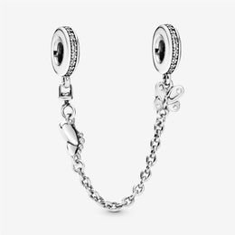 I pendenti con catena di sicurezza a farfalla in argento sterling 100% 925 si adattano al braccialetto europeo originale con ciondoli Accessori per gioielli di moda242C