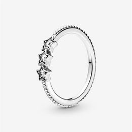 Bague étoiles célestes en argent Sterling 100% 925 pour femmes, anneaux de mariage, bijoux à la mode, accessoires 287D