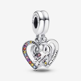 Dijes de plata de ley 100% 925, pieza de rompecabezas, corazones, amistad divisible, colgantes, aptos para pulseras europeas originales, accesorios de joyería para mujer