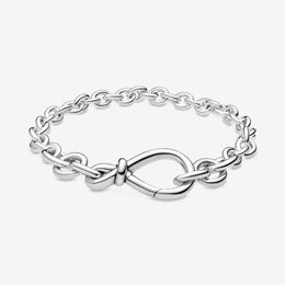 Bracelet en argent Sterling 100% 925 avec gros nœud infini pour femmes, bijoux de fiançailles et de mariage, à la mode, accessoires 272n