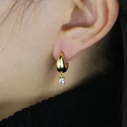 100% 925 Sterling Silver Circle Earring Veimeil Classic Geometric Fashion Jewelry Micro Pave Bling CZ Rechthoek Huggie Hoop Earring Multi Piercing