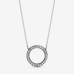 100% 925 Sterling Silver Cirkel van Sparkle Necklace Fashion Wedding Engagement Sieraden Making for Women Gifts298s
