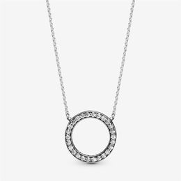 Collier cercle scintillant en argent sterling 100% 925, à la mode, fabrication de bijoux de fiançailles et de mariage pour femmes, cadeaux 267n