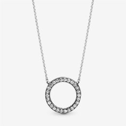 Collier cercle scintillant en argent sterling 100% 925, à la mode, fabrication de bijoux de fiançailles et de mariage pour femmes, cadeaux 250v