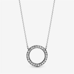 100% 925 sterling zilveren Cirkel van Sparkle Ketting Mode Bruiloft Engagement Sieraden Maken voor Vrouwen Gifts197o