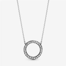 Collier cercle scintillant en argent sterling 100% 925, à la mode, fabrication de bijoux de fiançailles et de mariage pour femmes, cadeaux 246x