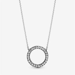 Collier cercle scintillant en argent sterling 100% 925, à la mode, fabrication de bijoux de fiançailles et de mariage pour femmes, cadeaux 3136