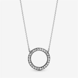 Collier cercle scintillant en argent sterling 100% 925, à la mode, fabrication de bijoux de fiançailles et de mariage pour femmes, cadeaux 246f
