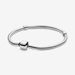 100% 925 Sterling Silver Classic Moments Snake Chain Bracelet Fit Authentique Charme Européen Pour Les Femmes De Mode DIY Jewelry328Z