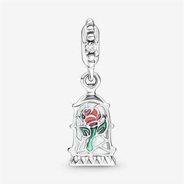 100% 925 Sterling Silver Enchanted Rose Dangle Charm Fit Original European Charms Bracelet Mode Femmes Mariage Fiançailles Jewelr254I
