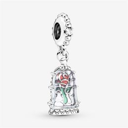 100% 925 Sterling Zilver Enchanted Rose Dangle Charm Fit Originele Europese Charms Armband Mode Vrouwen Bruiloft Verloving Jewelr277s