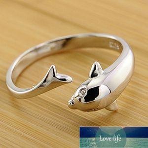 100% 925 sterling zilveren mode dolfijn dier dames` finger ringen sieraden vrouwen open ring geen fade drop verzending verjaardagscadeau fabriek prijs expert ontwerpkwaliteit