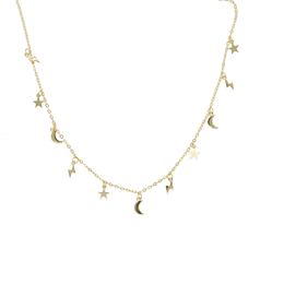 100% 925 Sterling Silver Fashion Femmes Bijoux pave minuscule brillant lune étoile foudre charmes pendentif colliers jolie fille beaux cadeaux V191129