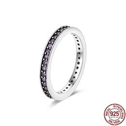 Bagues rétro rayées en argent Sterling 100% pour femmes, bagues simples en Zircon brillant, bagues de fiançailles classiques de promesse, 925