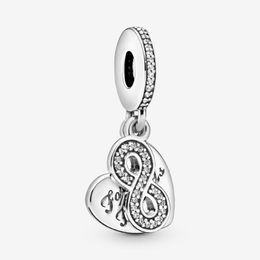 100% 925 STERLING Silver Forever Friends Heart Slend Charms Fit Fit Original European Charm Bracelet Fashion Bijoux Accessoires 237K
