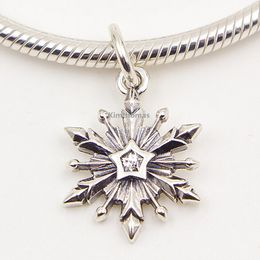 100% 925 Sterling Silver Snowflakes Dangle Charm Bead avec Cz Convient aux bijoux européens Pandora Bracelets Colliers Pendentifs