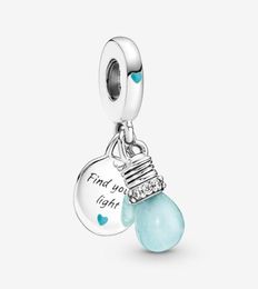 100 925 STERLING Silver Glowinthedark Lightbulb Double Dangs Charms Fit Original European Charm Bracelet Fashion Femmes Weddin3870289