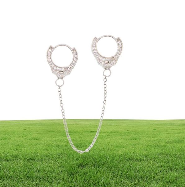 100 925 Handoue d'oreille en argent sterling 1 pièce Clip à longue chaîne de conception unique sur Hoop Femmes européennes Multi-Piercing Earge3209164