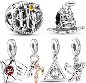 100% 925 argent sterling hedwig hibou de charme de mort des liaisons de mort en forme de bracelet d'origine