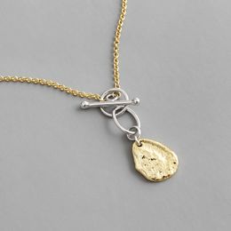 100% 925 sterling zilver onregelmatige hangers kettingen voor vrouwen eenvoudige dubbele kleur ketting ketting beste vrienden cadeau sieraden Q0531