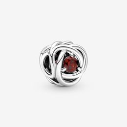 100% 925 Sterling Zilver Januari Red Eternity Circle Charms Fit Originele Europese Bedelarmband Mode Bruiloft Verloving Jewelr215i