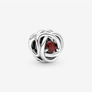 100% 925 Sterling Zilver januari Red Eternity Circle Charms Fit Originele Europese Bedelarmband Mode Bruiloft Verloving Jewelr1947
