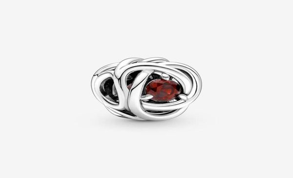 100 encantos del círculo de la eternidad roja de enero de plata esterlina 925 se ajustan a la pulsera europea original del encanto joyería de compromiso de boda de moda 5732466