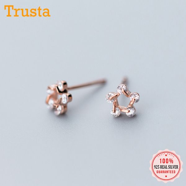 100% 925 Sterling Silver Bijoux Mode Tiny Flower Creux avec goujon d'oreille pour femme Meilleur ami cadeau