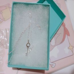 100% 925 Bijoux en argent sterling Love Key Pendant Collier avec cristaux blancs Rolo Chain 18inch Valentin Gift Women's Gift Y0113 248K