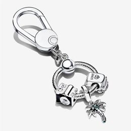 100% 925 Silver Silver Key Rings Moments Small Sac Charm Habit Gift Set Fit Original European Charms pendentif pendentif Fashion Wom268h