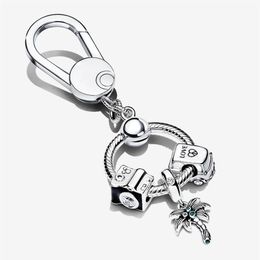 100% 925 Silver Silver Key Rings Moments Small Bag Charm Holder Gift Set Fit Original European Charms pendentif pendentif Fashion Wom198Q