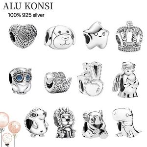 100 % 925 Sterling Silber Koala Löwe Dinosaurier Fuchs Perlen Anhänger Charms passen Original DIY Armbänder Halsketten für Frauen Schmuck