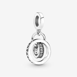 100% 925 Sterling Silver Logo Cercles Dangle Charms Fit Original Bracelet À Breloques Européen Mode Femmes Mariage Bijoux De Fiançailles 245P