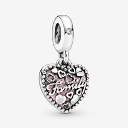 100% 925 Sterling Silver Love Makes A Family Heart Dangle Charms Fit Original European Charm Bracelet Bijoux De Mode Accessoires281S