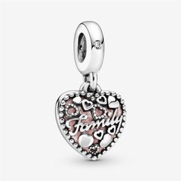 100% 925 Sterling Silver Love Makes A Family Heart Dangle Charms Fit Original European Charm Bracelet Bijoux De Mode Accessoires252e