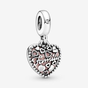 100% 925 Sterling Silver Love Makes A Family Heart Dangle Charms Fit Original European Charm Bracelet Bijoux De Mode Accessoires1945