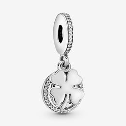 100% Plata de Ley 925 Lucky trébol de cuatro hojas cuelgan los encantos aptos para la pulsera europea original del encanto joyería de las mujeres Accessori205a