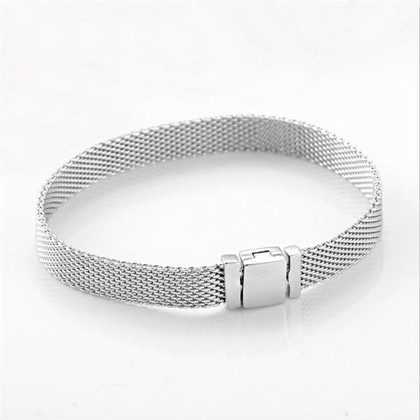 Pulseras de malla de plata de ley 100% 925 para mujer, joyería DIY compatible con abalorios Pandora, regalo para mujer con caja Original 291H