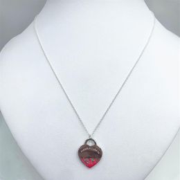100% 925 collier en argent sterling à la mode de haute qualité émail splash en forme de coeur collier bijoux cadeau original 11 Q0531231x