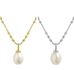 100% 925 Collar de plata esterlina Colgantes Irregular Cadena de perlas de plata rota Collar de perlas de agua dulce natural para mujeres Niñas Regalos de cumpleaños