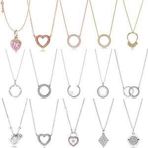 100% 925 Sterling Zilveren Hangers Ketting Voor Vrouwen Hart Valentijnsdag Hartvormige Kettingen Mode Luxe Sieraden Gift213d