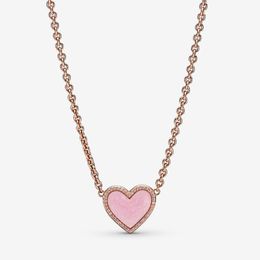 100% 925 Sterling Zilver Roze Swirl Hart Collier Ketting Mode Vrouwen Bruiloft Engagement Sieraden Accessories266P