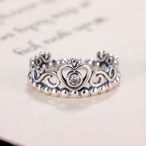 100% 925 sterling zilveren prinses tiara ring met clear cz stenen fit pandora stijl sieraden vrouwen mode ring