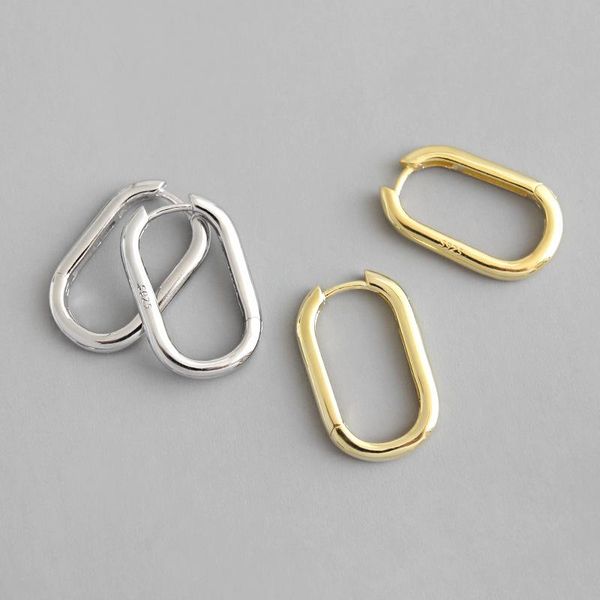 Hoop Huggie 100% Plata de Ley 925 Punk Cool INS Minimal Geometric Oval Circle Pendientes abiertos Pendiente para mujer Joyería grande