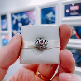 100% 925 Sterling Silver Regal Crown Heart Pink Cz Bead Convient aux bracelets européens de bijoux Pandora