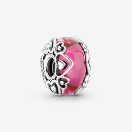 100% Argent Sterling 925 Révélez votre amour Rose Charmes en verre de Murano Fit Original Bracelet à breloques européen Mode Femmes Mariage Enga269h